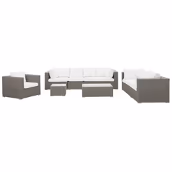 Garden Lounge Set with Table 8 Seater MAESTRO Modular PE Rattan Taupe