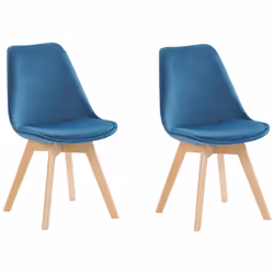 Set of 2 Dining Chairs DAKOTA II Velvet Blue