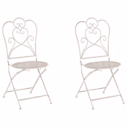 Set of 2 Garden Chairs TRIESTE Folding Metal Light Beige