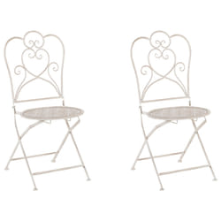 Set of 2 Garden Chairs TRIESTE Folding Metal Light Beige