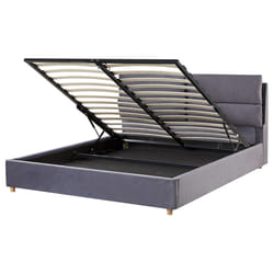 Ottoman Bed Velvet BATILLY 160 x 200 cm (EU King Size) Grey