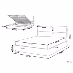 Ottoman Bed Velvet BATILLY 160 x 200 cm (EU King Size) Grey