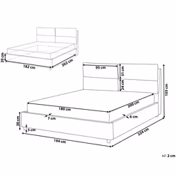 Ottoman Bed Velvet BATILLY 180 x 200 cm (EU Super King) Grey