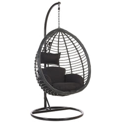 Hanging Chair with Stand TOLLO PE Rattan Black