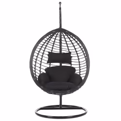 Hanging Chair with Stand TOLLO PE Rattan Black