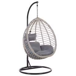 Hanging Chair with Stand TOLLO PE Rattan Grey