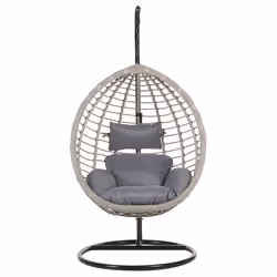 Hanging Chair with Stand TOLLO PE Rattan Grey