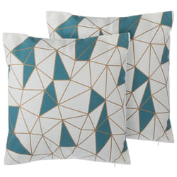 Set of 2 Decorative Cushions CLARKIA Cotton 45 x 45 cm Blue Geometric Pattern