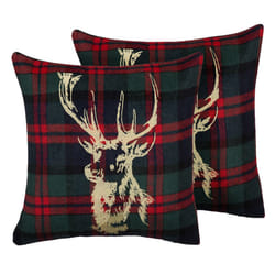 Set of 2 Cushions Reindeer Print 45 x 45 cm Green with Red RUDOLPH