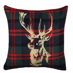 Set of 2 Cushions Reindeer Print 45 x 45 cm Green with Red RUDOLPH