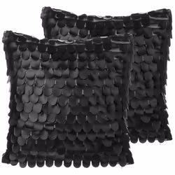 Set of 2 Decorative Cushions LOBELIA Faux Leather 45 x 45 cm Black Solid