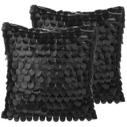Set of 2 Decorative Cushions LOBELIA Faux Leather 45 x 45 cm Black Solid