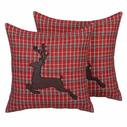 Set of 2 Cushions Reindeer Motif 45 x 45 cm Red COMET
