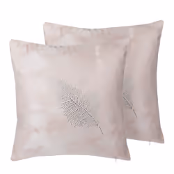 Set of 2 Decorative Cushions SILENE 45 x 45 cm Pink Plant Pattern