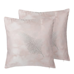 Set of 2 Decorative Cushions SILENE 45 x 45 cm Pink Plant Pattern