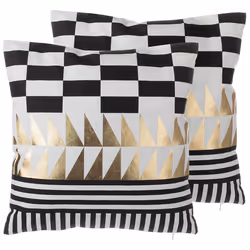 Set of 2 Decorative Cushions DALIA Cotton 45 x 45 cm Black Geometric Pattern