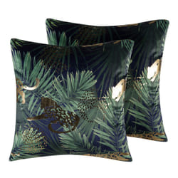 Set of 2 Velvet Cushions Leaf Pattern 45 x 45 cm Green BELLEROSE