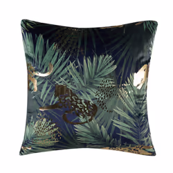Set of 2 Velvet Cushions Leaf Pattern 45 x 45 cm Green BELLEROSE