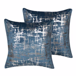 Set of 2 Decorative Cushions GARDENIA Velvet 45 x 45 cm Blue Abstract Pattern
