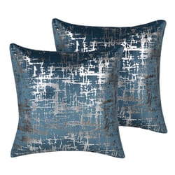 Set of 2 Decorative Cushions GARDENIA Velvet 45 x 45 cm Blue Abstract Pattern
