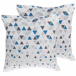 Set of 2 Decorative Cushions CLEOME 45 x 45 cm White Grey Blue Geometric Pattern