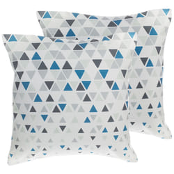 Set of 2 Decorative Cushions CLEOME 45 x 45 cm White Grey Blue Geometric Pattern