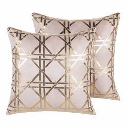 Set of 2 Cushions Geometric Pattern 45 x 45 cm Pink with Gold CASSIA