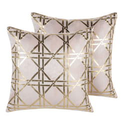 Set of 2 Cushions Geometric Pattern 45 x 45 cm Pink with Gold CASSIA