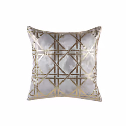 Set of 2 Cushions Geometric Pattern 45 x 45 cm Grey with Gold CASSIA