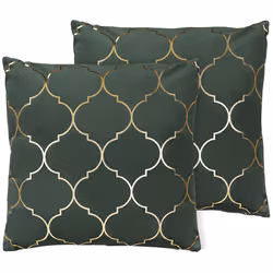 Set of 2 Decorative Cushions ALYSSUM Velvet 45 x 45 cm Dark Green Trellis Pattern
