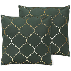 Set of 2 Decorative Cushions ALYSSUM Velvet 45 x 45 cm Dark Green Trellis Pattern