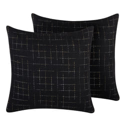 Set of 2 Decorative Cushions BELLFLOWER 45 x 45 cm Black Geometric Pattern