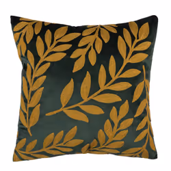 Set of 2 Velvet Cushions Leaf Pattern 45 x 45 cm Emerald Green MISTLETOE