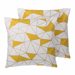 Set of 2 Decorative Cushions CLARKIA Cotton 45 x 45 cm Yellow Geometric Pattern