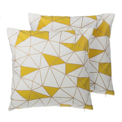 Set of 2 Decorative Cushions CLARKIA Cotton 45 x 45 cm Yellow Geometric Pattern