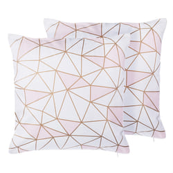 Set of 2 Decorative Cushions CLARKIA Cotton 45 x 45 cm Pink Geometric Pattern