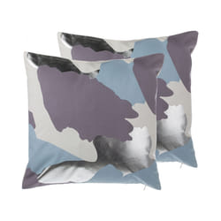 Set of 2 Decorative Cushions IXIA Cotton 45 x 45 cm Violet Abstract Pattern