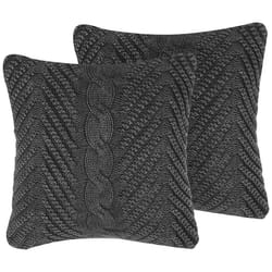 Set of 2 Decorative Cushions KONNI Cotton 45 x 45 cm Grey Chevron Pattern