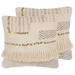 Set of 2 Cushions VAYALI Cotton 45 x 45 cm Striped Beige