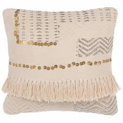 Set of 2 Cushions VAYALI Cotton 45 x 45 cm Striped Beige