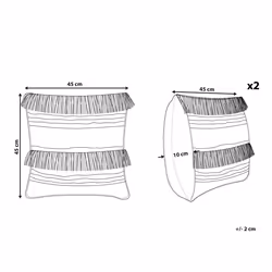 Set of 2 Embroidered Cushions with Tassels 45 x 45 cm Beige VILLUR