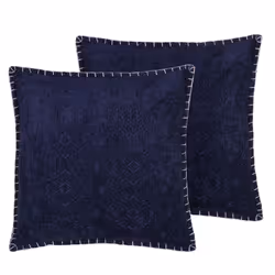 Set of 2 Cushions Vintage Pattern 45 x 45 cm Blue MELUR