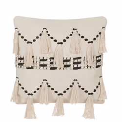 Set of 2 Cotton Cushions with Tassels 45 x 45 cm Beige and Black THONDI