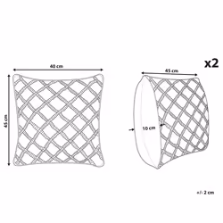 Set of 2 Cushions KIZKALESI Cotton 45 x 40 cm Grey Geometric Pattern