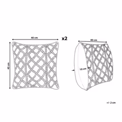 Set of 2 Cotton Macrame Cushions 45 x 40 cm Blue GOREME