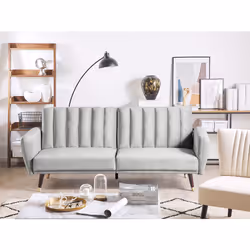 Sofa Bed VIMMERBY Velvet Light Grey 3 Seater