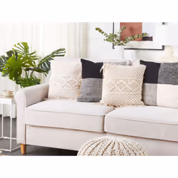 Set of 2 Decorative Cushions YORTAN Cotton 45 x 45 cm Light Beige Geometric Pattern