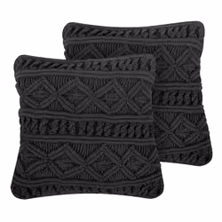 Set of 2 Cushions Macramé Black MUDANYA 45 x 45 cm