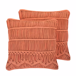 Set of 2 Cotton Cushions 45 x 45 cm Orange AKKOY
