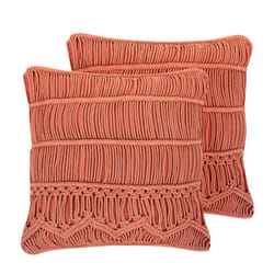 Set of 2 Cotton Cushions 45 x 45 cm Orange AKKOY